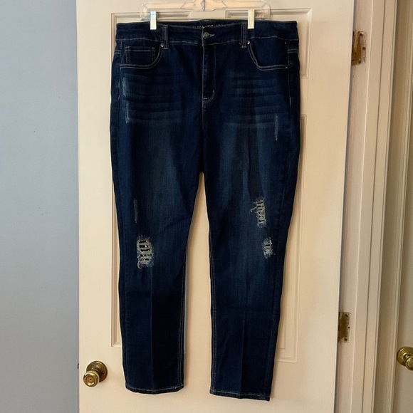 Melissa McCarthy Seven7 Skinny Jeans Distressed Metallic Patch Plus Size 20W - Picture 1 of 12